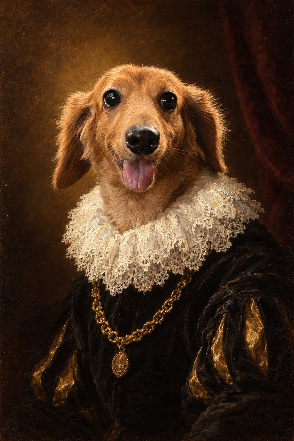 Frank the Dachshund, painted as royalty