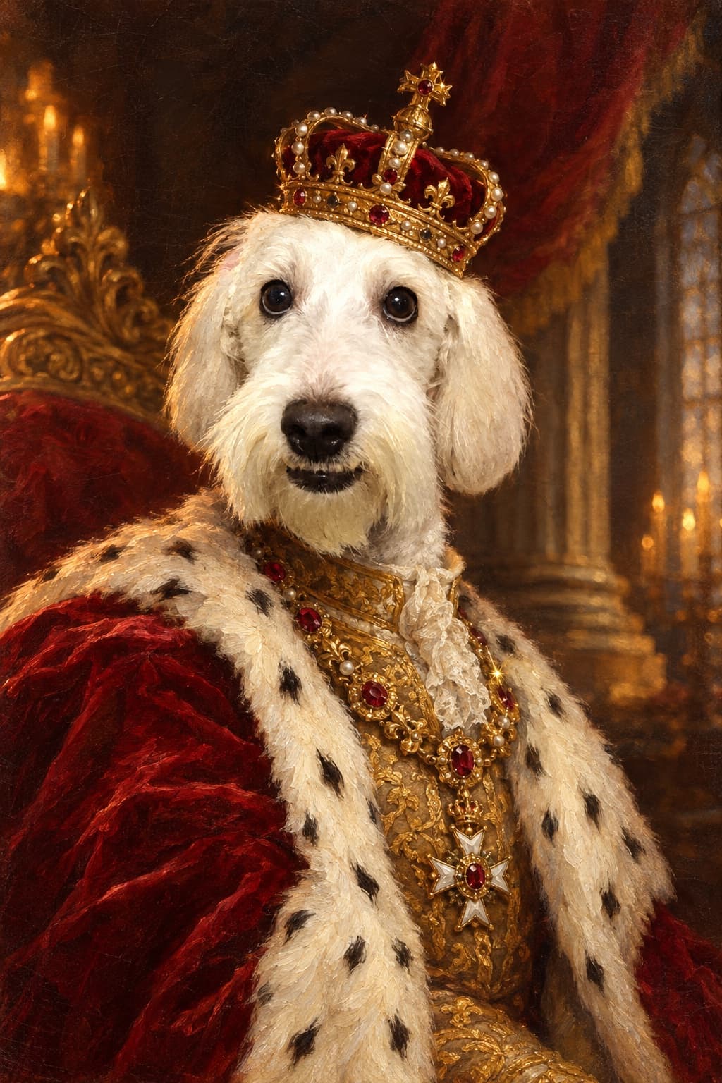 Pip the Cockapoo, painted as royalty