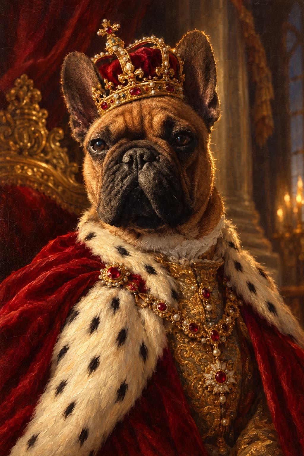 Otto the French bulldog, painted as royalty
