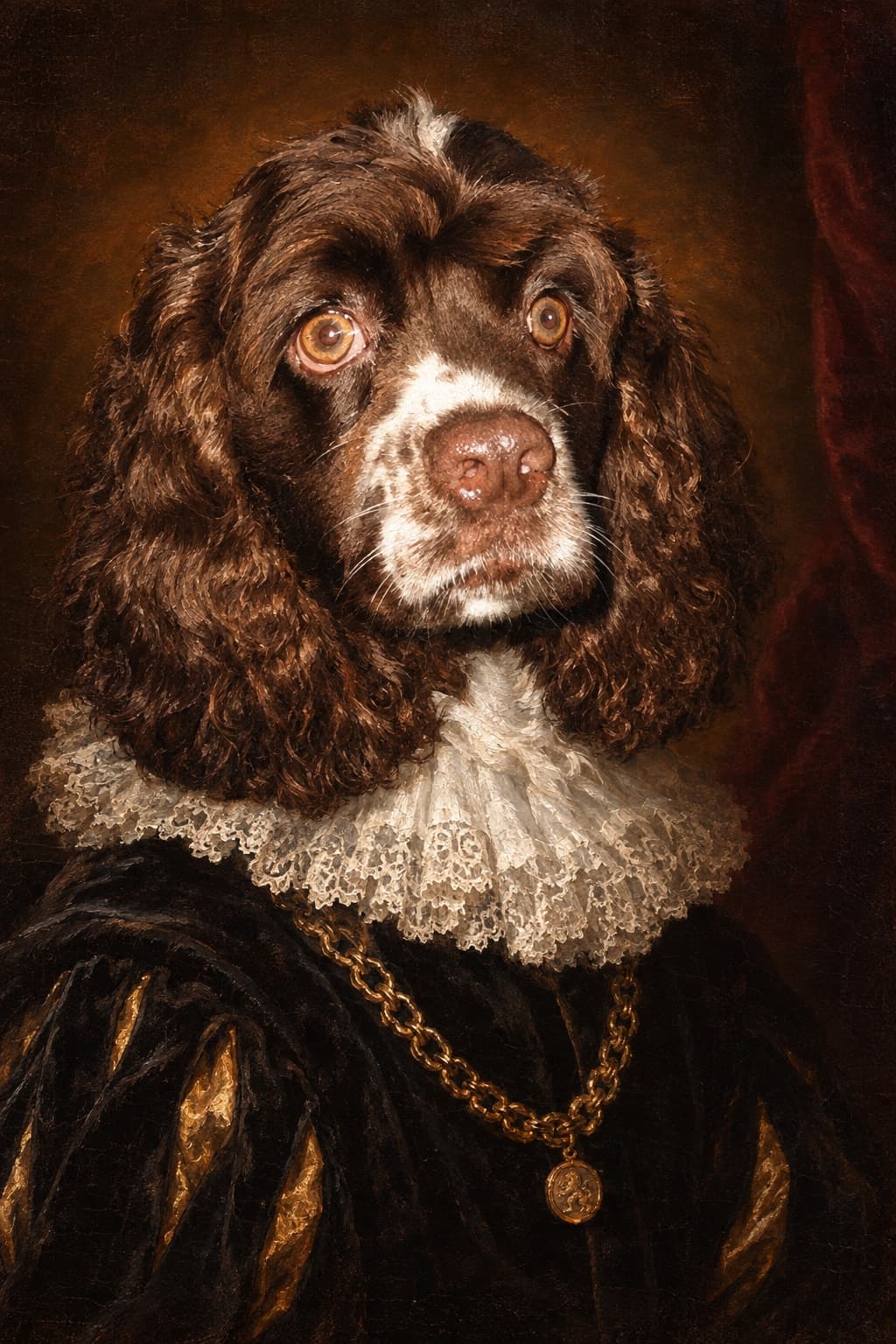 Rosie the Cocker spaniel, painted as royalty